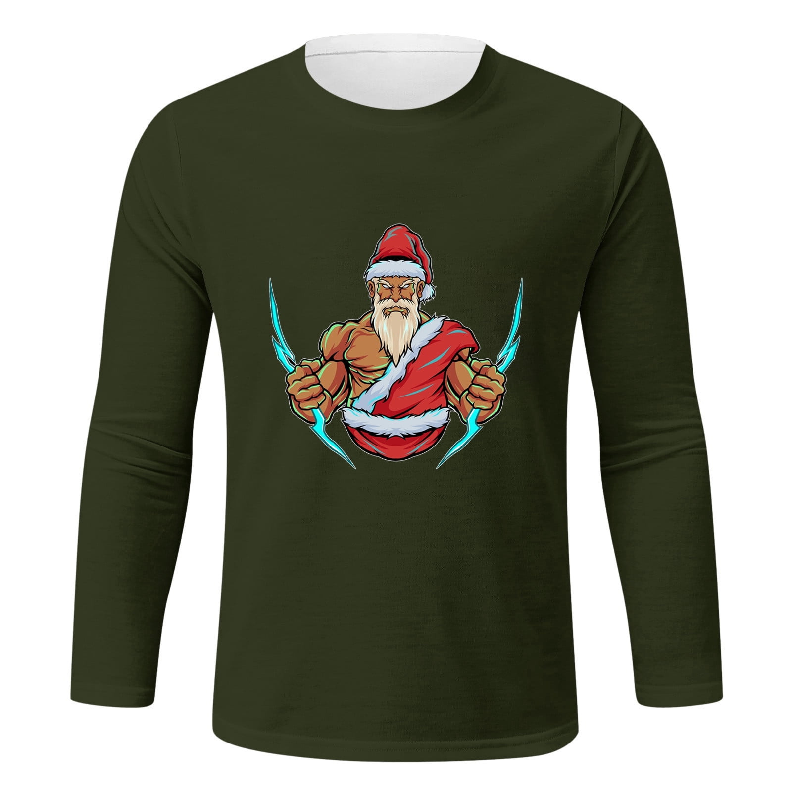 YiHWEI Men's Christmas Long Sleeve T Shirt Santa Outdoor Home Casual T ...