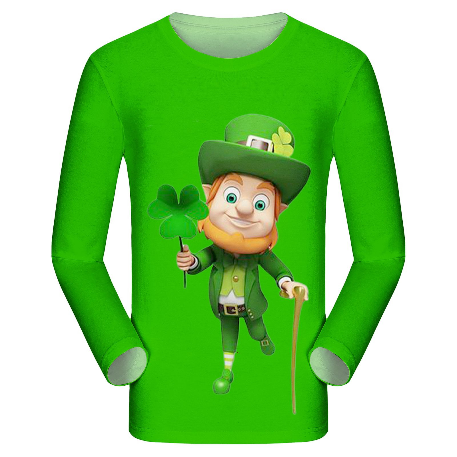 YiHWEI Men's Fashion 3D Digital Printed Personality Long Sleeve Crew