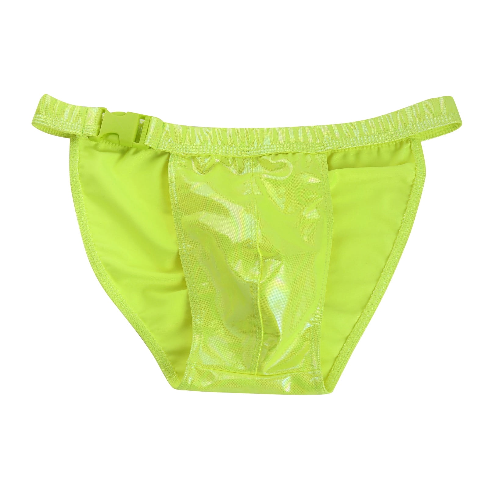 YiHWEI Men's Reflective Metallic Laserlike Leather Surf Swim Shorts