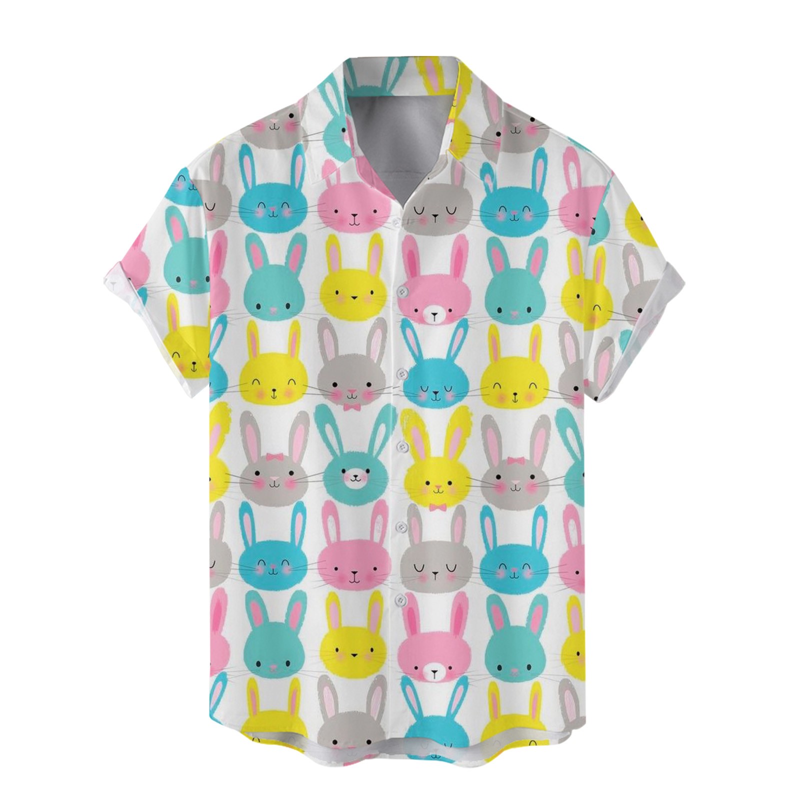 YiHWEI White T Shirts for Men V Neck Slim Fit Male Easter Day Digital