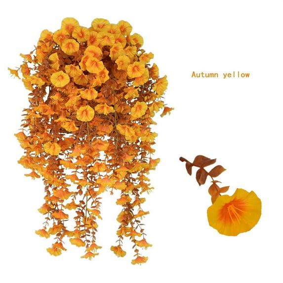 YiJuHu 2pcs Fall Artificial Flowers Outdoor Fall Hanging Plants Faux Shrubs Plants Faux Plastic Autumn UV Resistant for Home Window Thanksgiving Garden Porch Patio Decoration