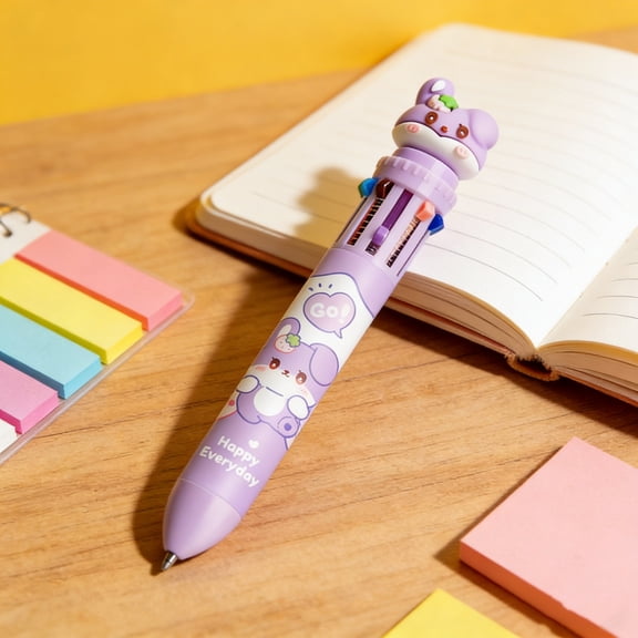 YiJuHui 10 Color Cute Character Multi Click Retractable Ballpoint Pen Set, Vibrant Smooth Writing Pens for Office, Journaling, Note Taking & Art Supplies, Fun Collectible Desk Stationery