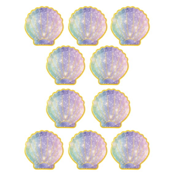 YiJuHui 10pcs Seashell Party Plates Premium Disposable Dinnerware for Beach Themed Events & Birthday Celebrations Elegant Design Durable Paper Plates 9in