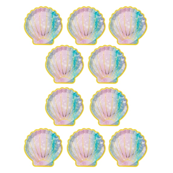 YiJuHui 10pcs Seashell Party Plates Premium Disposable Dinnerware for Beach Themed Events & Birthday Celebrations Elegant Design Durable Paper Plates 9in