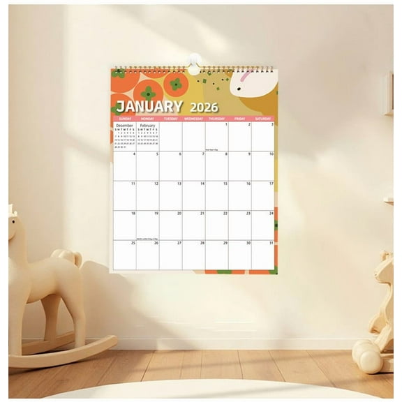 YiJuHui 1pcs 2026 Wall Calendar with Large Writing Space, Thick Paper for Clean Ink, Monthly Planning Grid with Holiday Markings, Home Office Organization Essential