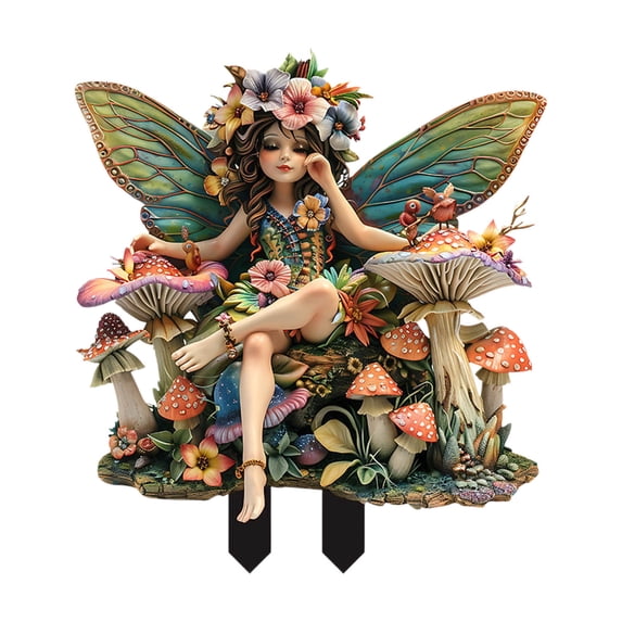 YiJuHui 1pcs Bohemian Acrylic Garden Stake Outdoor Decor with Fairies and Hummingbirds for Yard Patio Landscape Decoration