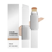 YiJuHui 1pcs Color Changing Foundation Stick, 2 in 1 Dual Ended Korean White Foundation Stick with Brush, Full Coverage, Skin Matching, Hydrating Makeup Foundation for a Flawless Look