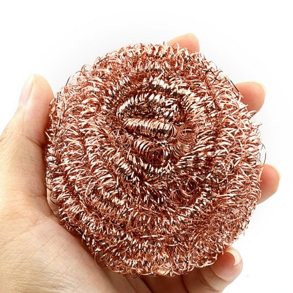 YiJuHui 1pcs Copper Scrubber for Pots and Pans, Heavy Duty Kitchen Cleaning Brush with Ergonomic Handle, Rust-Resistant Scouring Pad for Stove Grates, Cookware, Grill