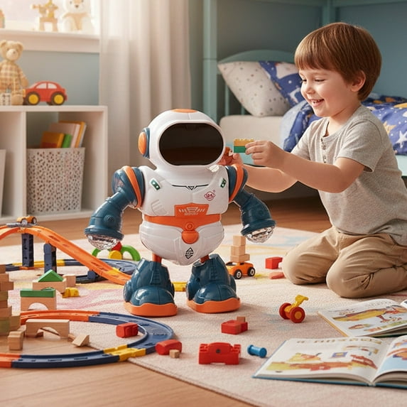 YiJuHui 1pcs Dancing Robot Toy with Music and LED Lights, Interactive Stunt Swings, Electronic Motion Tech Gift