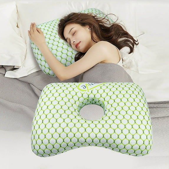 YiJuHui 1pcs Ear Pillow for Side Sleepers with Hole, Orthopedic Neck Support Pillow, Contoured Cervical Pillow for Adults, Comfortable Sleeping Pillow for Ear Protection, Home and Travel Use