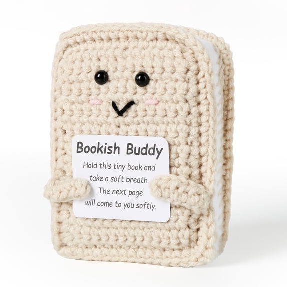YiJuHui 1pcs Emotional Support Crochet Book with Encouragement Card – Best Friend, Thank You & Funny Gifts for Women, Teacher Appreciation Gifts, Handmade Desk & Home Decor