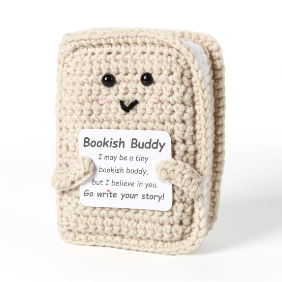 YiJuHui 1pcs Emotional Support Crochet Book with Encouragement Card – Best Friend, Thank You & Funny Gifts for Women, Teacher Appreciation Gifts, Handmade Desk & Home Decor