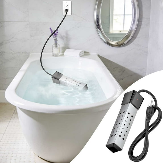 YiJuHui 1pcs Fast Heating Water Heater for Pool and Bathtub, 2000W Stainless Steel Immersion Heater with Thermostat, Portable Electric Water Warmer for Home and Outdoor Use