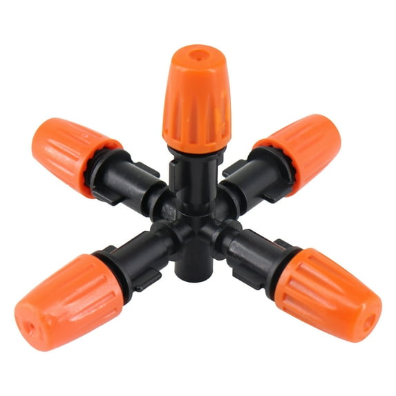 YiJuHui 1pcs Fine Mist Garden Nozzle - 5 Adjustable Spray Patterns, Anti-Clog Vortex Tip for Greenhouse & Flower Irrigation, 0-70L/H Flow Control, 1.5-3m Range with 6mm Quick Connector
