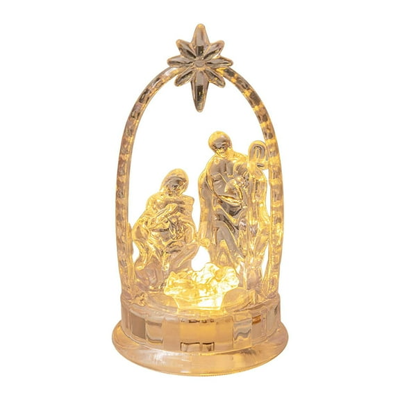 YiJuHui 1pcs Glowing Nativity Scene Night Light, Acrylic LED Religious Holy Family Decor, Warm White Illumination for Home Altar Prayer Room Christmas Display