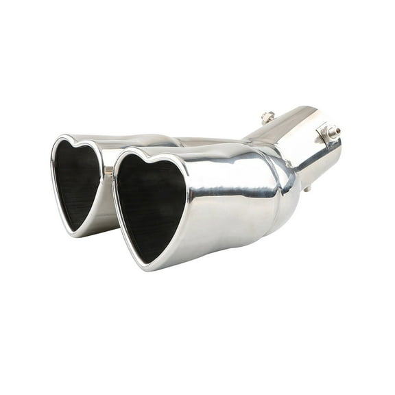 YiJuHui 1pcs High Flow Car Exhaust Tip Modified Dual Pipe Heart Shape Muffler Tailpipe for Enhanced Sound & Performance Automotive Upgrade