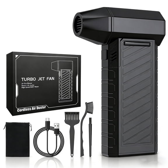 YiJuHui 1pcs High-Speed Portable Fan Blower, 130000 RPM Cordless Powerful Hair Dryer, Emergency Snow Removal Tool with LED Light and Safety Window Breaker for Outdoor Camping Rescue