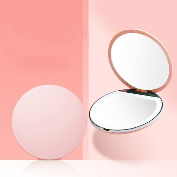 YiJuHui 1pcs Magnification LED Makeup Mirror with Light, Portable Travel Vanity Mirror, Rechargeable Touch Control, Bright Illumination for Precise Makeup Application, Home & On-the-Go