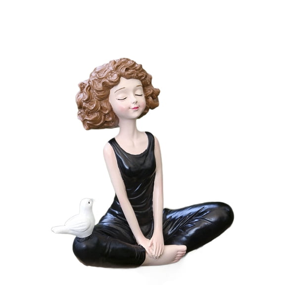 YiJuHui 1pcs Meditation Yoga Figurine, Serene Seated Girl Sculpture, Handcrafted Resin Statue for Home Decor, Zen Living Room Display