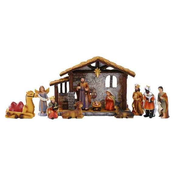 YiJuHui 1pcs Nativity Set Resin Holy Scene Hand Painted Ornament, Religious Christmas Decor for Home Tabletop Mantel Display