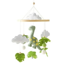 YiJuHui 1pcs Organic Cotton Crib Mobile with Wooden Beads - Sensory Developmental Toy for Décor, Calming Visual Stimulation, Soft Felt Stuffed Clouds and Leaves Design
