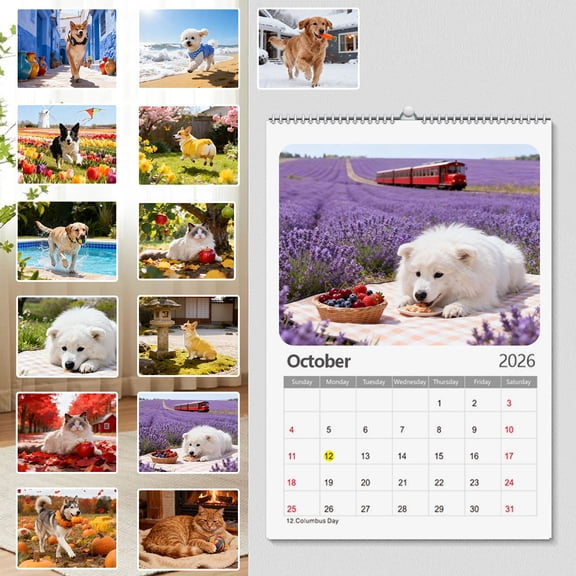 YiJuHui 1pcs Personalized Pet Calendar 2026 - Custom Photo Wall Calendar For Pet Lovers, Monthly Furry Friend Gift, Home Office Decor, Thick Paper, Glossy Finish