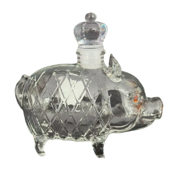 YiJuHui 1pcs Pig Whiskey Bottle High Borosilicate Glass Barware Decanter Unique Gift for Home Bar Party Collection