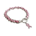 thumbnail image 1 of YiJuHui 1pcs Pink Ribbon Breast Cancer Awareness Bracelet with Heart Charm Rhinestone Support Hope Charity Jewelry Gift for Women 20*20*1CM, 1 of 6