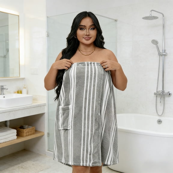 YiJuHui 1pcs Plus Size Wearable Bath Towel Wrap Robe for Women, Soft Absorbent Corals Fleece Shower Skirt, Large Wide Spa Bathrobe, Post Shower Swim Cover Up 80*160cm