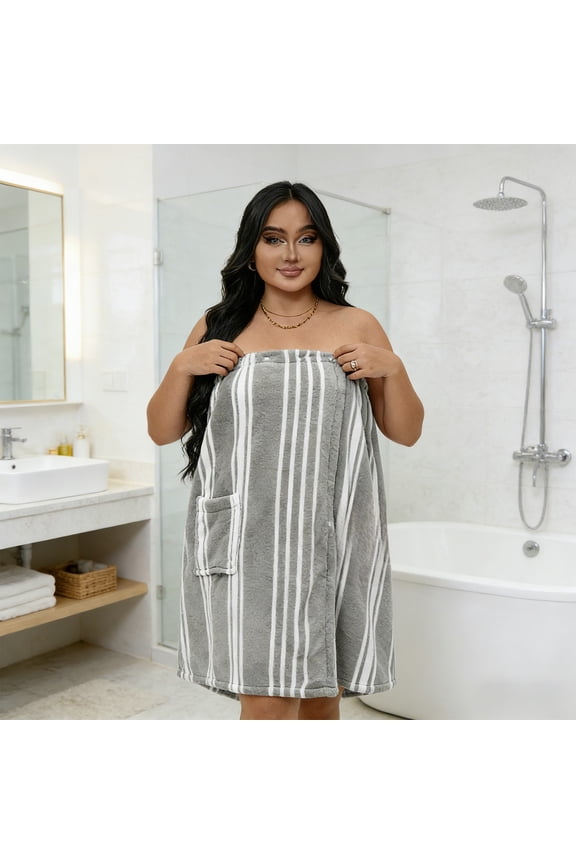 1pcs Plus Size Wearable Bath Towel Wrap Robe for Women, Soft Absorbent Corals Fleece Shower Skirt, Large Wide Spa Bathrobe, Post Shower Swim Cover Up 80*160cm