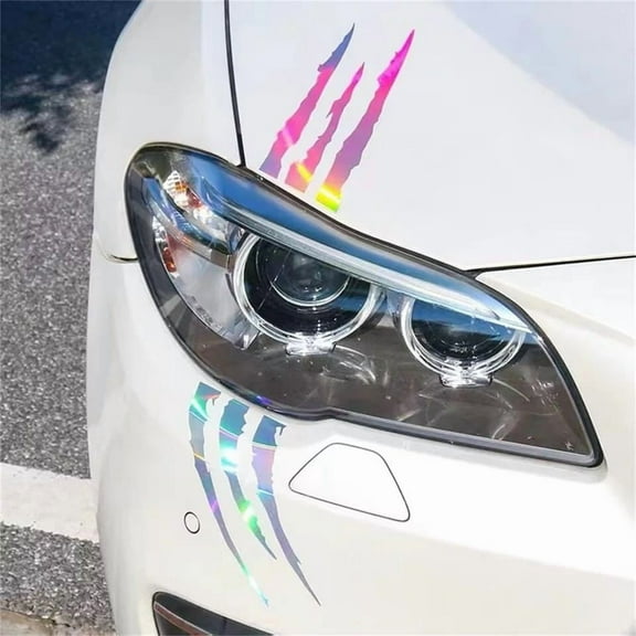 YiJuHui 1pcs Reflective Car Stickers Claw Mark Decals for Auto Customization, Weatherproof Vinyl Decoration for Hood, Headlights, and Body