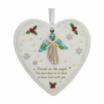 YiJuHui 1pcs Sea Glass Heart Ornament Handmade Friendship Gift for Sister, Beach Themed Keepsake, Christmas Tree Hanging Decoration 8cm