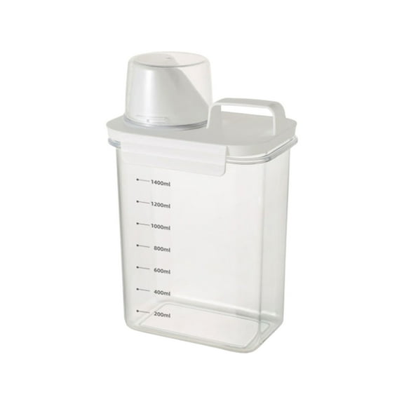 YiJuHui 1pcs Smart-Dosing Laundry Detergent Dispenser with Measuring Guide, Sealed Storage Container for Powder & Liquid, Transparent Kitchen & Utility Organizer, Leak-Proof Design
