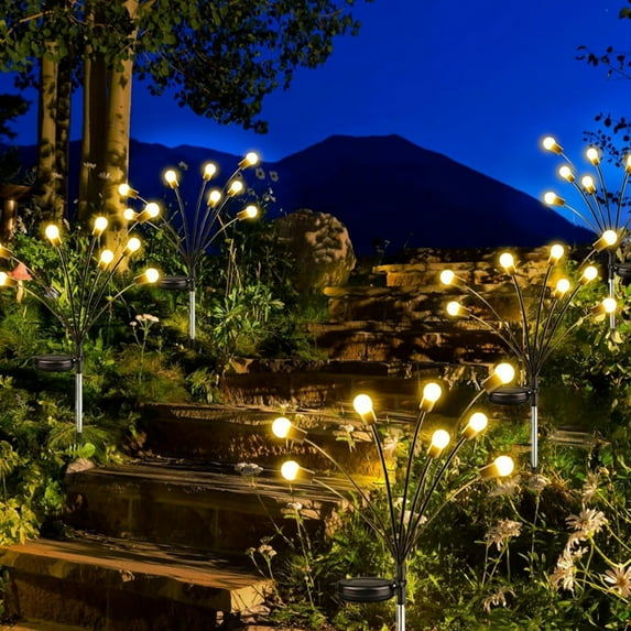 YiJuHui 1pcs Solar Powered Outdoor Lights, Waterproof Garden Stake Lights with Auto On/Off, 8 Modes Color Changing LED for Yard Pathway Landscape Decoration