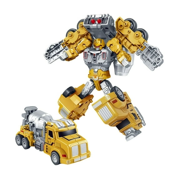 YiJuHui 1pcs Transformable Robot Truck Toy, Inertia Powered Engineering Vehicle, Mecha Car to Robot Conversion, STEM Building Blocks for Creative Play