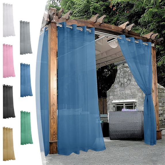 YiJuHui Outdoor Curtains for Patio, Light Filtering Indoor Voile Sheer Curtain for Living Room, Bedroom, Porch, Pergola, W52" x L84", 1 Panel