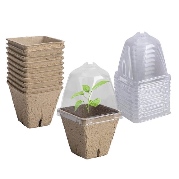 YiJuHui 2 PC Biodegradable Peat Pots for Seed Starting - 10 Pack Plant Germination Trays with Enhanced Drainage, Sturdy Paper Pulp Material for Healthy Indoor Gardening & Nursery Use