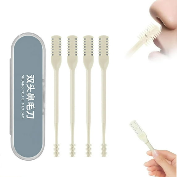 YiJuHui 20pcs 360 Degree Nose Hair Trimmer, Safe Portable 2-in-1 Nose and Ear Hair Cutter, Reusable Stainless Steel Grooming Tool for Men and Women, Travel Personal Care