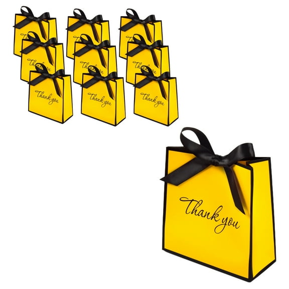 YiJuHui 20pcs Stamping Bow Gift Bags - Elegant Paper Party Favor Pouches with Secure Tie Closure for Wedding, Birthday & Holiday Celebrations