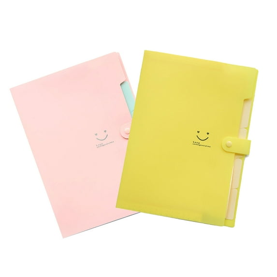 YiJuHui 2pcs A4 Expanding File Folder Document Organizer with 5 Pockets, Secure Button Closure, Durable Office Supplies for Paper Storage & Organization