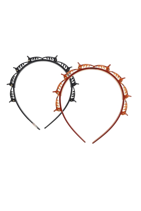2pcs Bangs Hairstyle Hairpin Headband, Professional Weave Bangs Clip, Toothed Headband Braid Tool, Women Fashion Hair Accessories