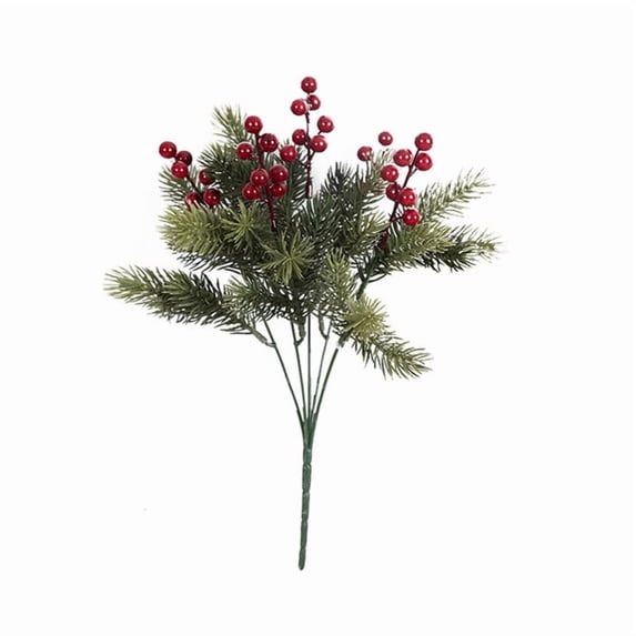 YiJuHui 2pcs Christmas Berry Picks Artificial Greenery Stems for Festive Tree Decorations, Durable Plastic Floral Arrangements with Bendable Wire for Home Holiday Party