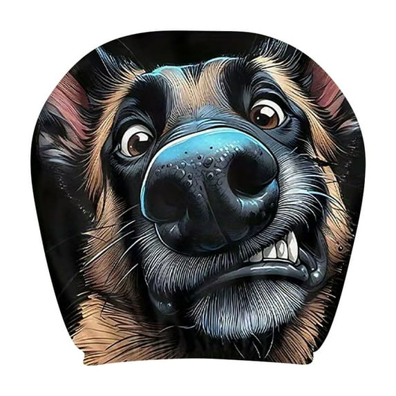 YiJuHui 2pcs Funny Car Print Headrest Cover Universal Stretchy Style Elastic Fabric Auto Interior Accessory Protective Washable for Road Trip 26*28cm