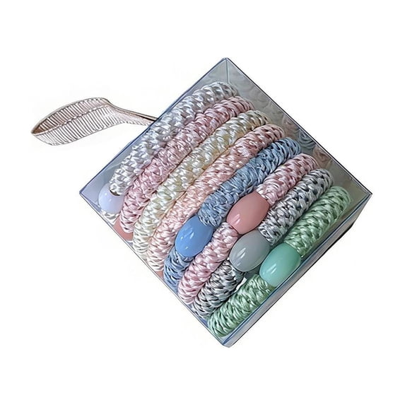 YiJuHui 2pcs Hair Ties for Thick Hair, Grab & Go Ponytail Holders, Thick No-Crease Bands with Strong Hold, Damage-Free Design(8 pack)
