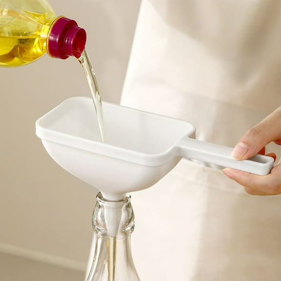 YiJuHui 2pcs Large Capacity Kitchen Funnel with Handle, Durable Plastic Oil & Wine Pouring Funnel, Easy Clean Wide Mouth Funnel for Bottles, Jars, Cooking & Workshop Liquids Transfer