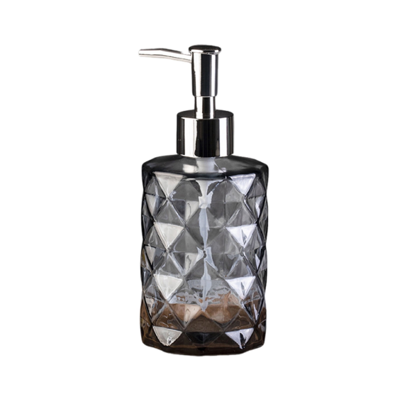 YiJuHui 2pcs Refillable Glass Soap Dispenser Pump Bottle with Diamond Pattern Design for Kitchen and Bathroom Decor
