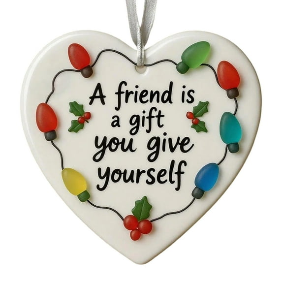 YiJuHui 2pcs Sea Glass Friendship Heart Ornament Handmade Keepsake Gift for Best Friend Sister Christmas Tree Hanging Decoration C