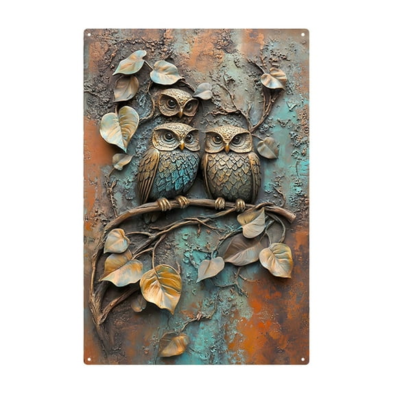 YiJuHui 2pcs Vintage Metal Wall Art, Rustic Iron Painting Decor, Waterproof Sun-Resistant Wall Hanging for Living Room Bedroom Office Interior Design