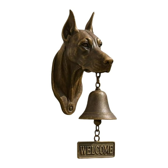 YiJuHui 2pcs Vintage Western German Shepherd Doorbell with Welcome Sign - Antique Bronze Finish, Easy Mount, Functional Entryway Chime for Porch, Gate & Patio Decor