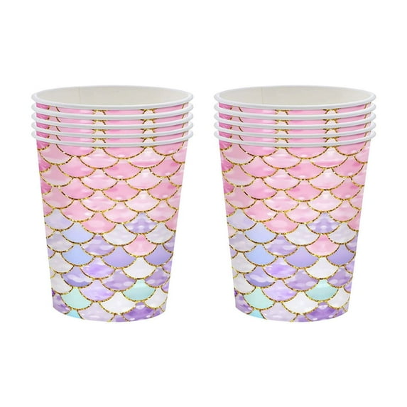 YiJuHui 30pcs Mermaid Birthday Party Supplies Disposable Tableware Set - Colorful Scale Design Paper Plates, Cups, Napkins for Themed Celebrations & Festive Gatherings